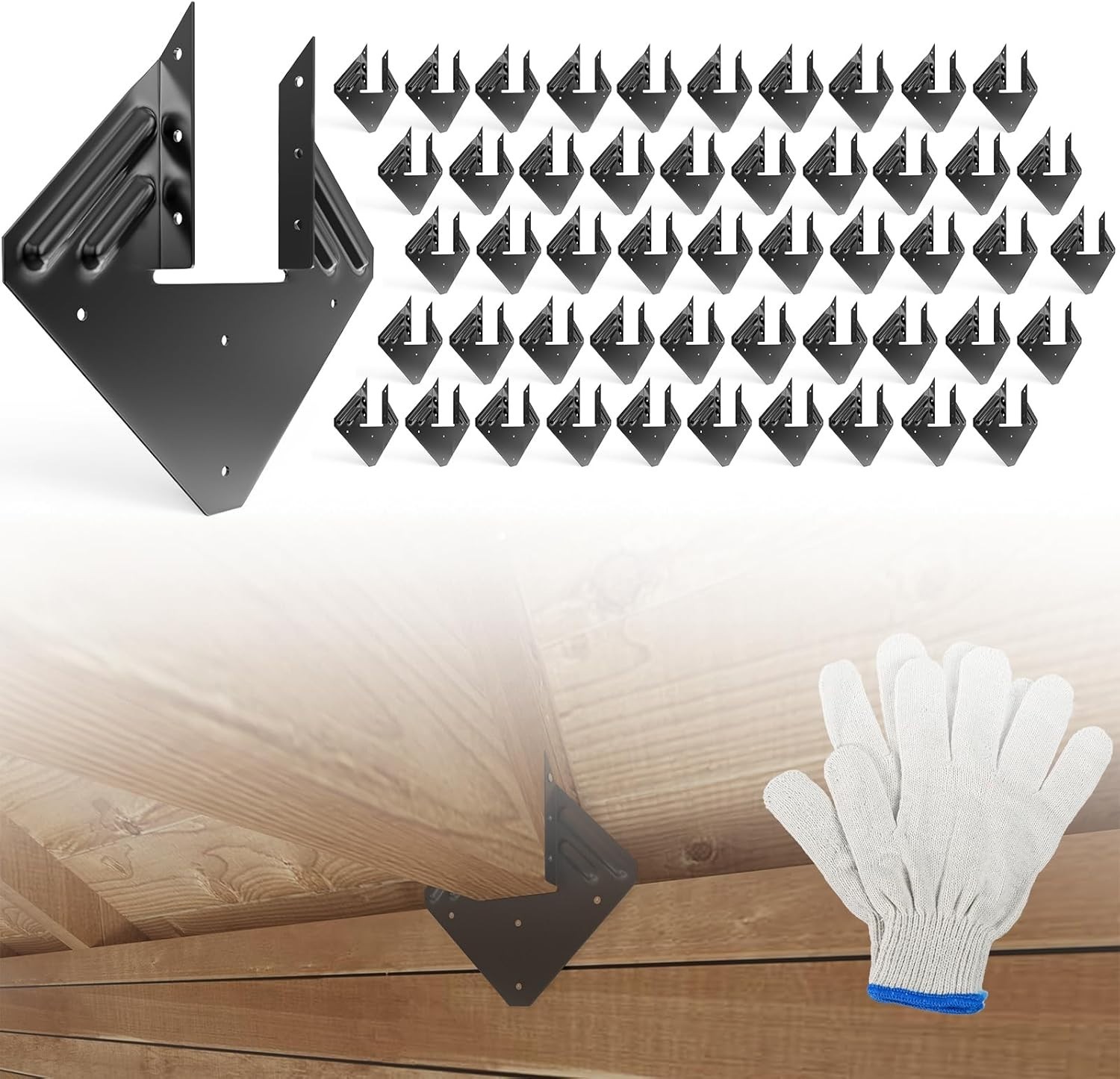 50pcs Hurricane Ties for Rafter, 14-Gauge Hurricane Straps Brackets Fit 2x4, 2x6