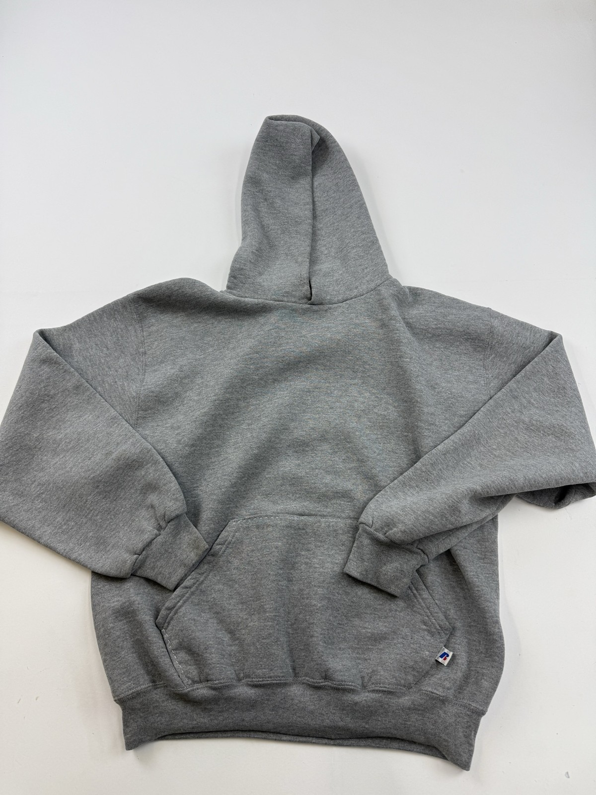 Russell Athletic Hoodie Sweatshirt Mens Medium Gray Fleece Pullover Blank Solid