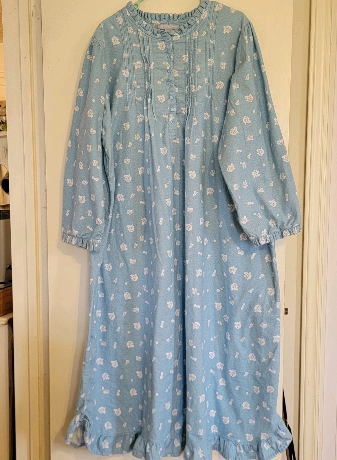 Only Necessities House Dress Blue floral Cotton Muumuu Gown Size 1X 22/24 