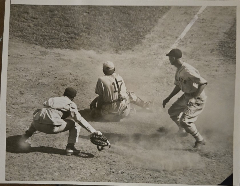 Travis Jackson + Ernie Lombardi Both HOF, Giants-Reds 1935 Original Type 1 Photo