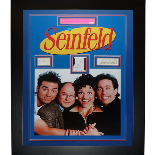 Seinfeld Full-Size TV Poster Deluxe Framed with all 4 Cast Autographs - JSA Seinfeld Full-Size TV Poster Deluxe Framed with all 4 Cast Autographs - JSA