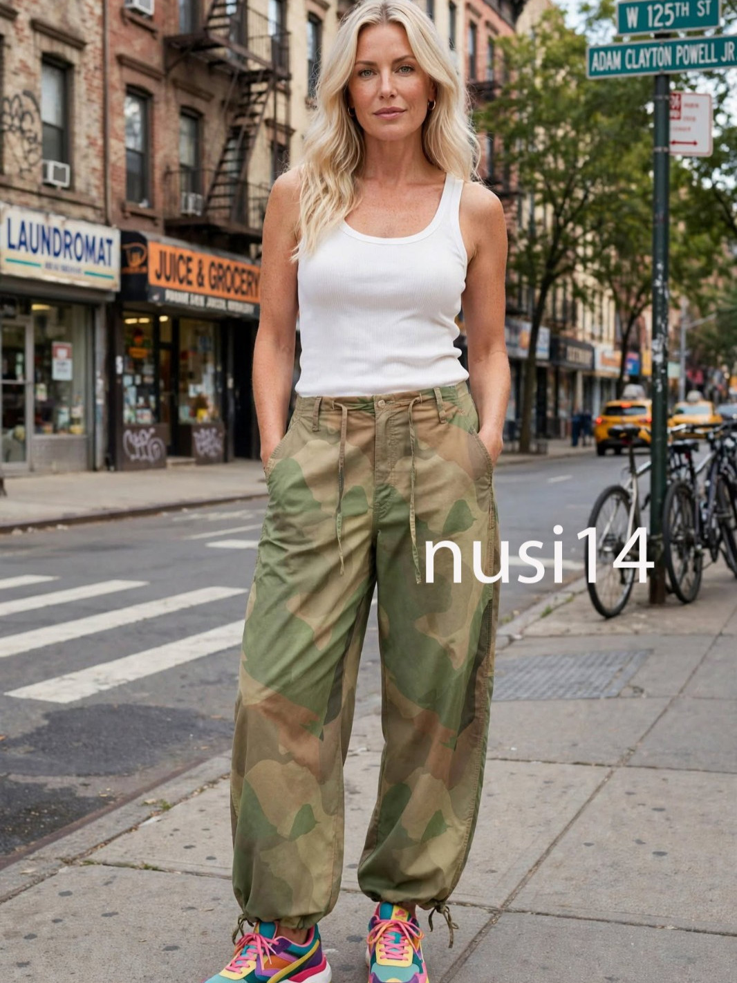 ZARA NEW WOMAN CAMO PRINTED WIDE-LEG TROUSERS DRAWSTRINGS KHAKI 6688/212/505
