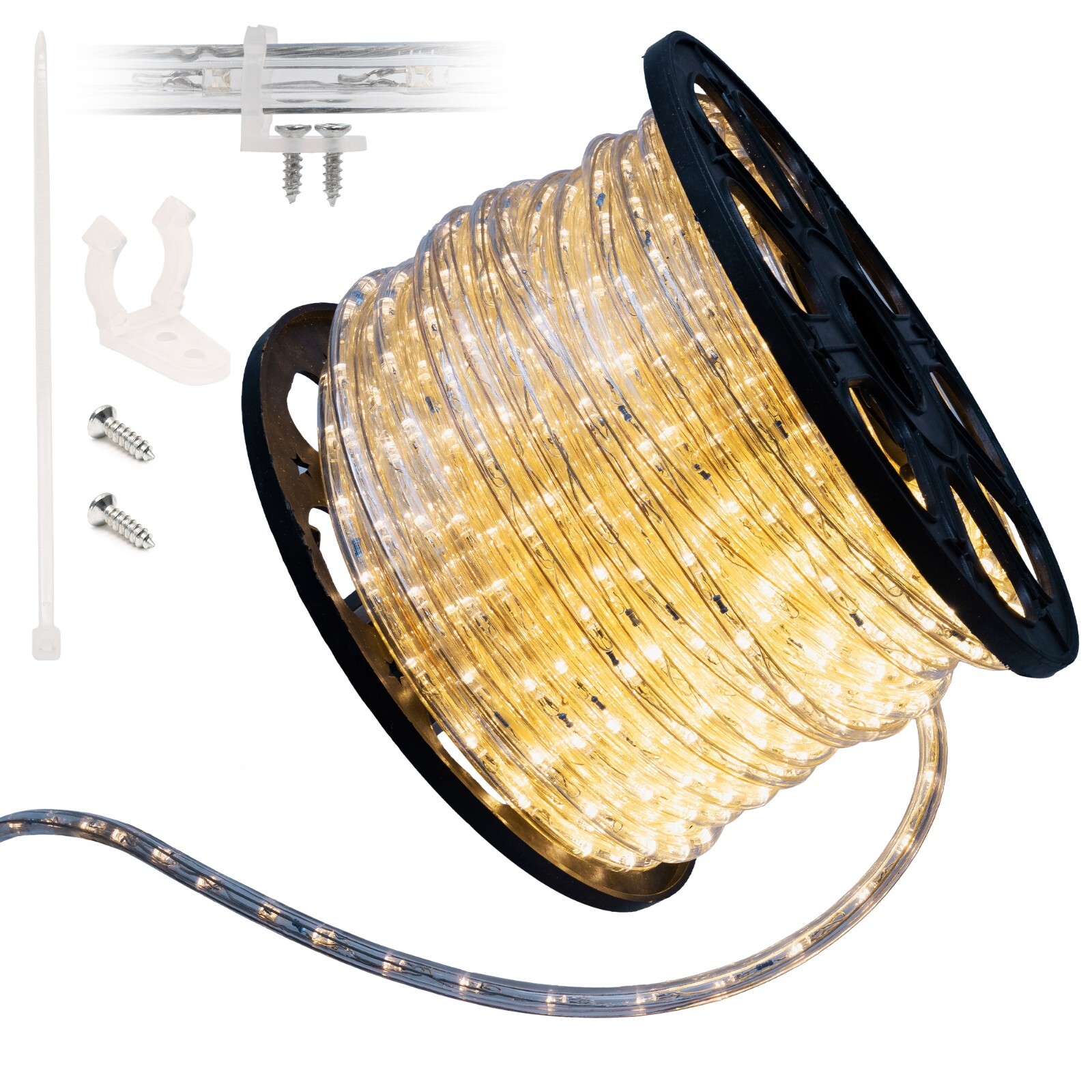 Warm White Led Rope Light 10 25 50 100 150 300FT Connectable Outdoor Waterproof