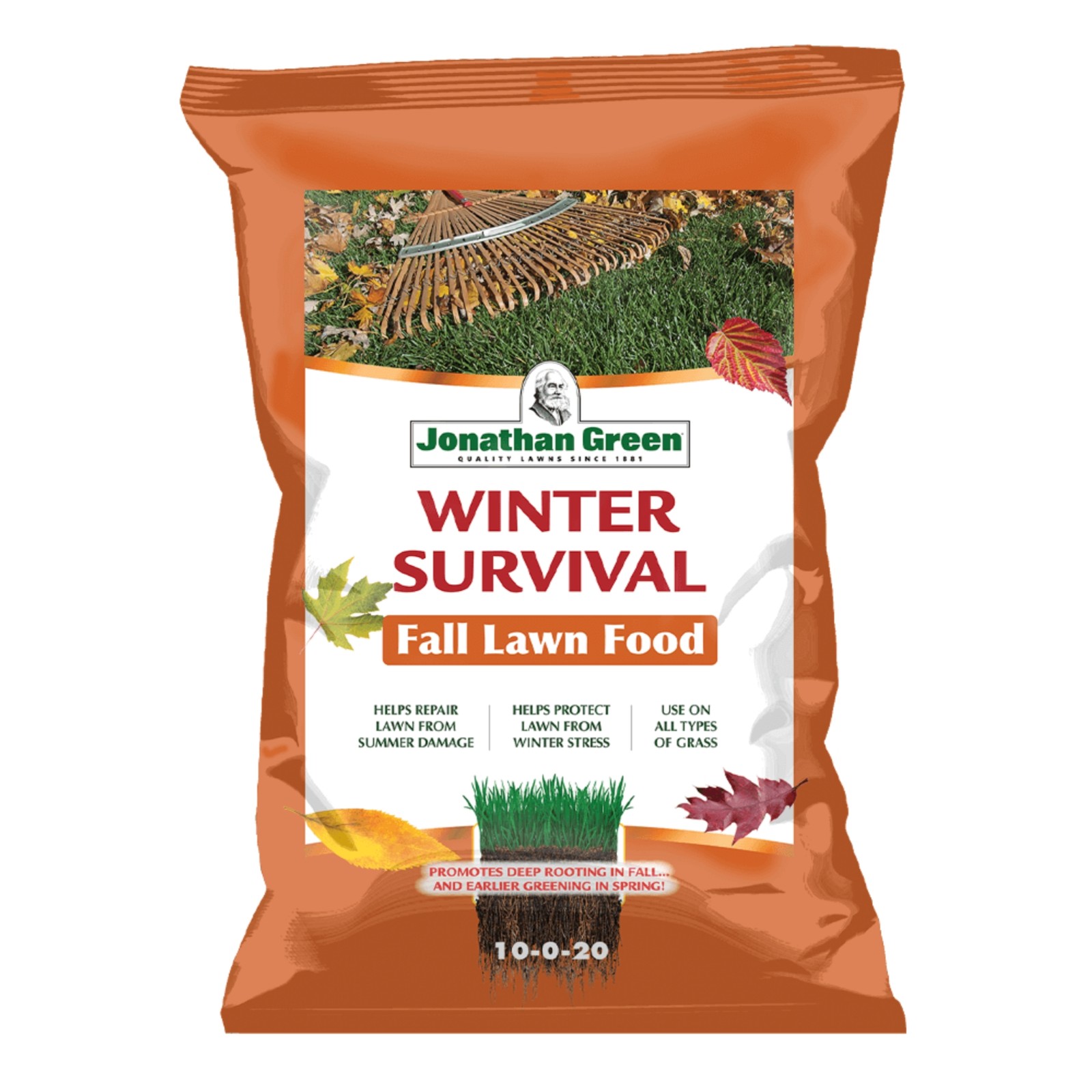 Jonathan Green 10-0-20 Winter Survival Fall Lawn Food, 15lb, 5,000 sq ft Jonathan Green 10-0-20 Winter Survival Fall Lawn Food, 15lb, 5,000 sq ft
