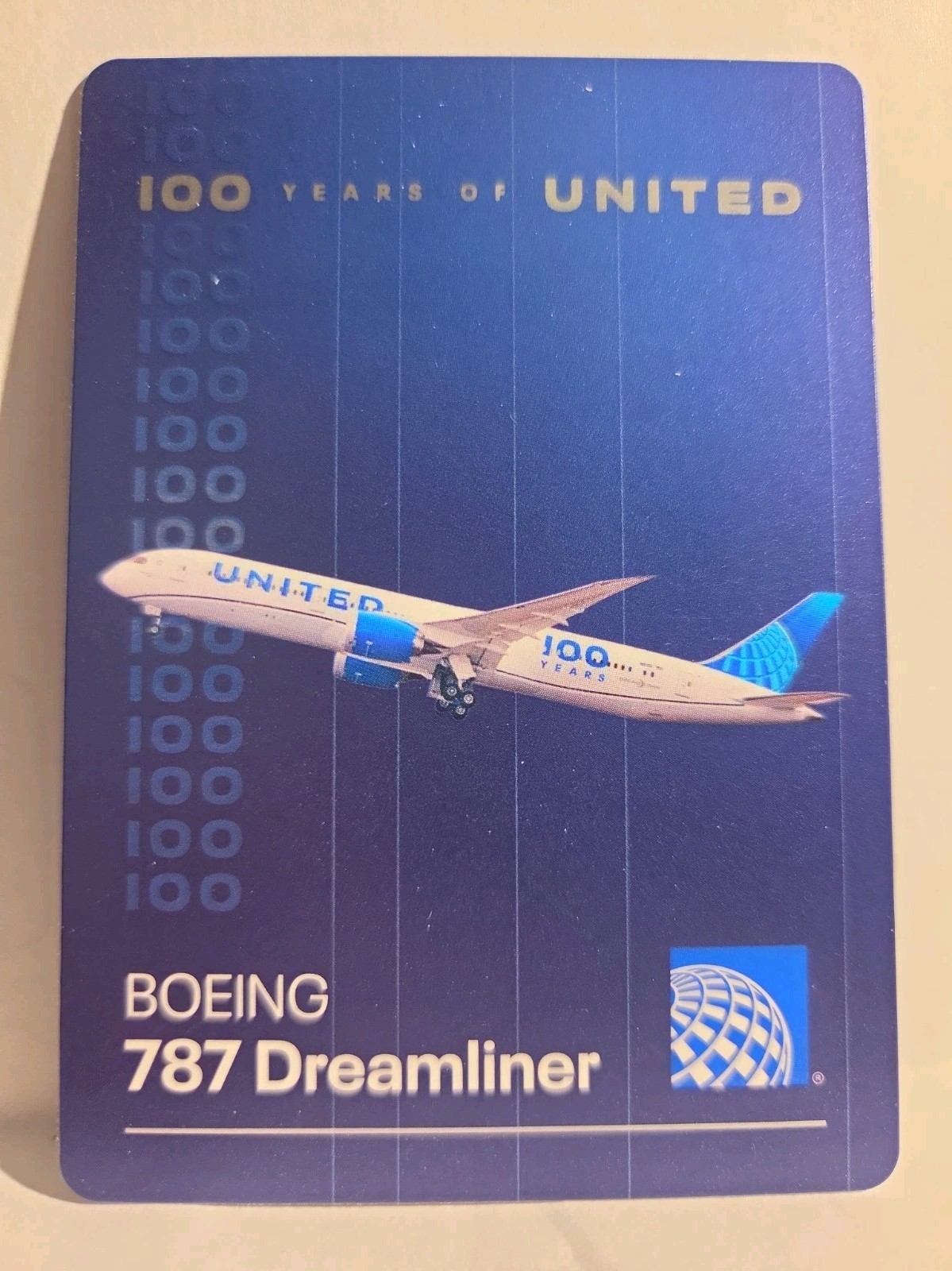 United Airlines Boeing 787-9 Dreamliner 100 Years of United Trading Card