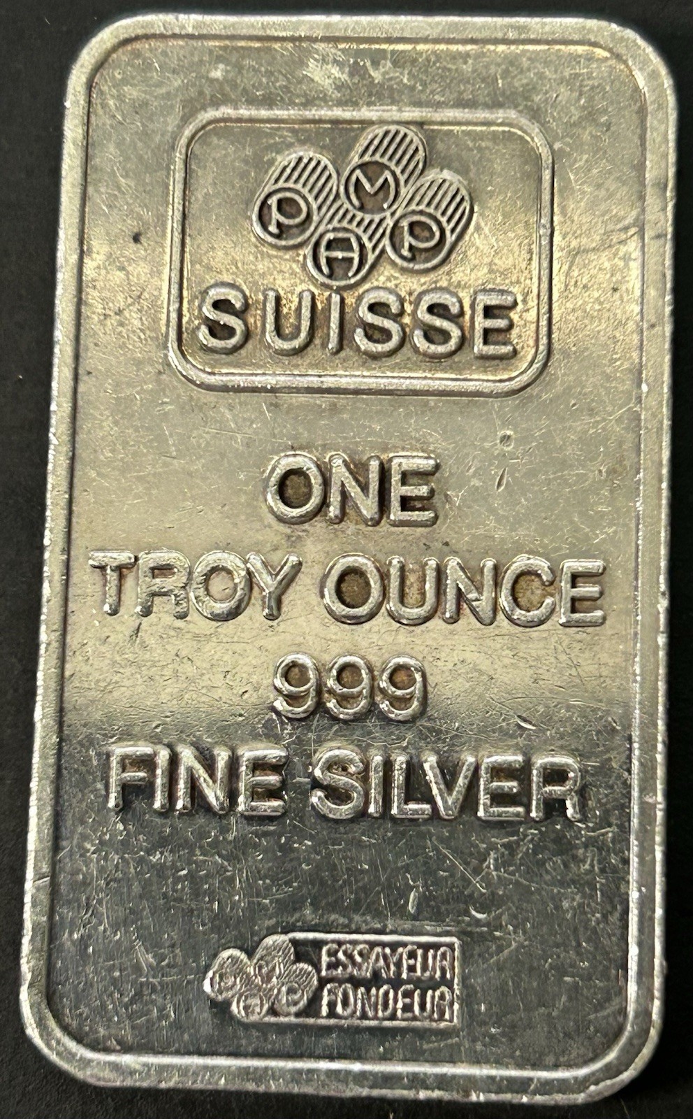 Rare Vintage PAMP Suisse 999 Fine Silver Bar 1 troy Ounce AA18
