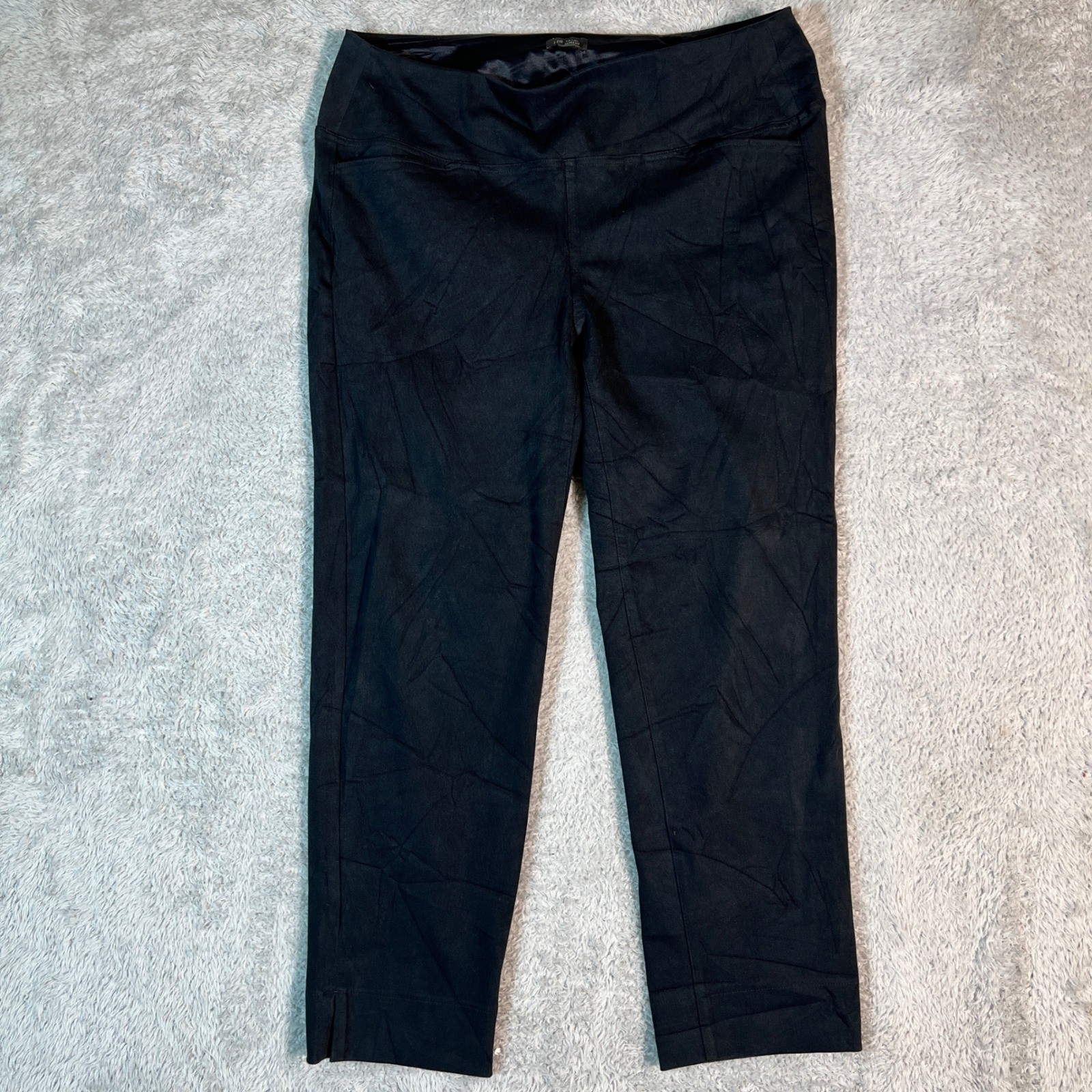 J. Jill Wearever Black Pull On Slim Leg Pants XL Side Slit Stretch Travel 1775