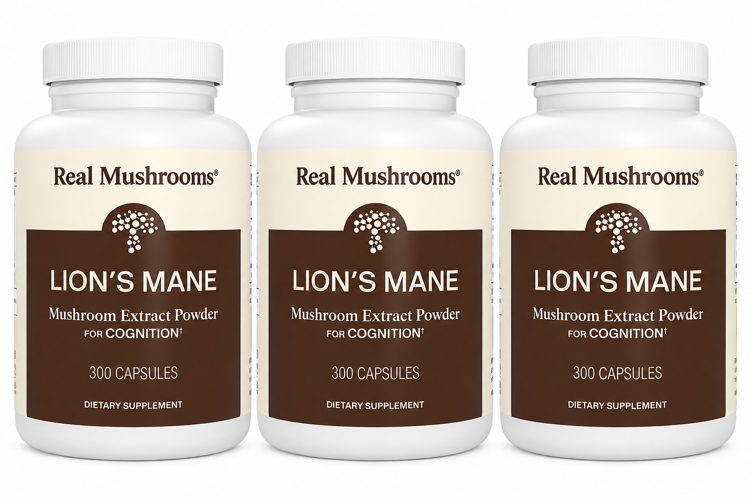 Real Mushrooms Organic Lion\'s Mane Extract Capsules 300 Ct 3 Pack 900 Total
