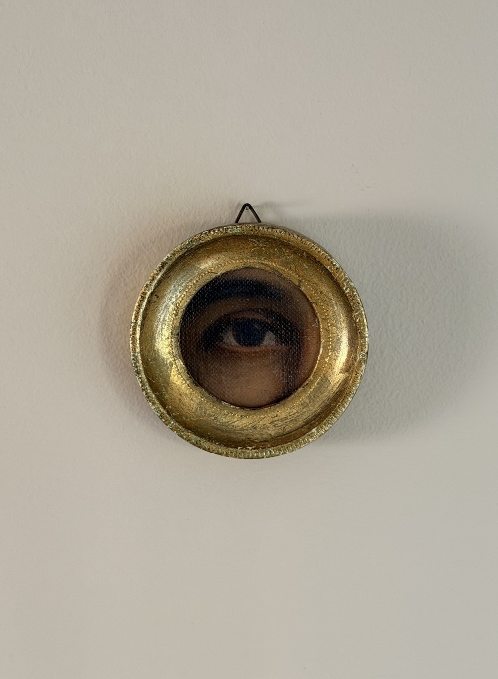 Antique Oil on Canvas Oval Miniature Painting Lady’s Lover’s Eye Gilt Frame Antique Oil on Canvas Oval Miniature Painting Lady’s Lover’s Eye Gilt Frame