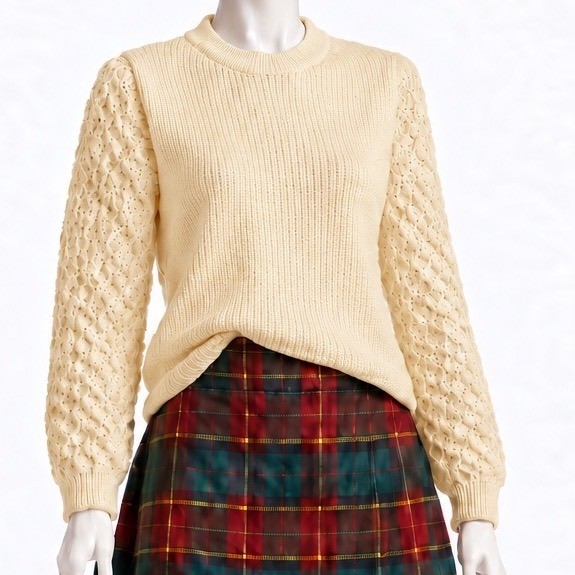 MEISTER KNIT Vintage 60s/70s Austrian Wool Textured Sleeve Sweater | Women\'s S/M