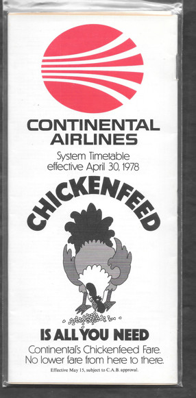 ***1978 Continental Airlines System Timetable - April 30, 1978***
