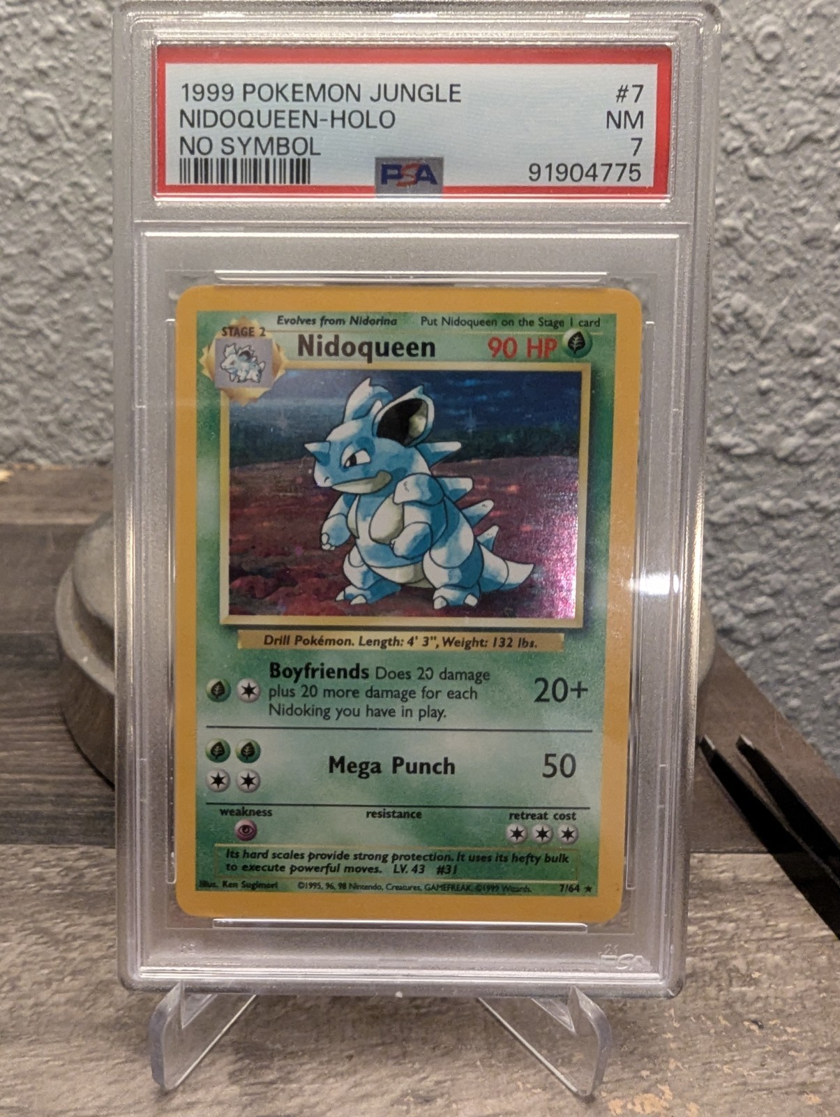 Pokémon Nidoqueen Jungle Holo #7 No Symbol PSA 7 English 1999 Pokémon Nidoqueen Jungle Holo #7 No Symbol PSA 7 English 1999