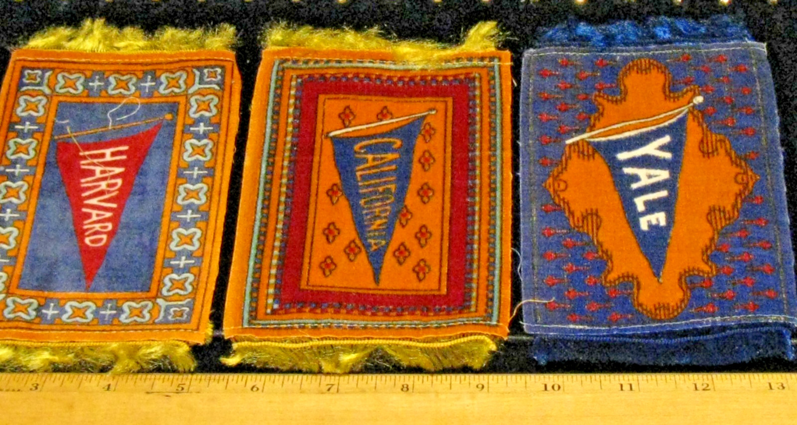 Antique Early 1900's Lot of 3 College University Tobacco Felt Harvard Cal Yale