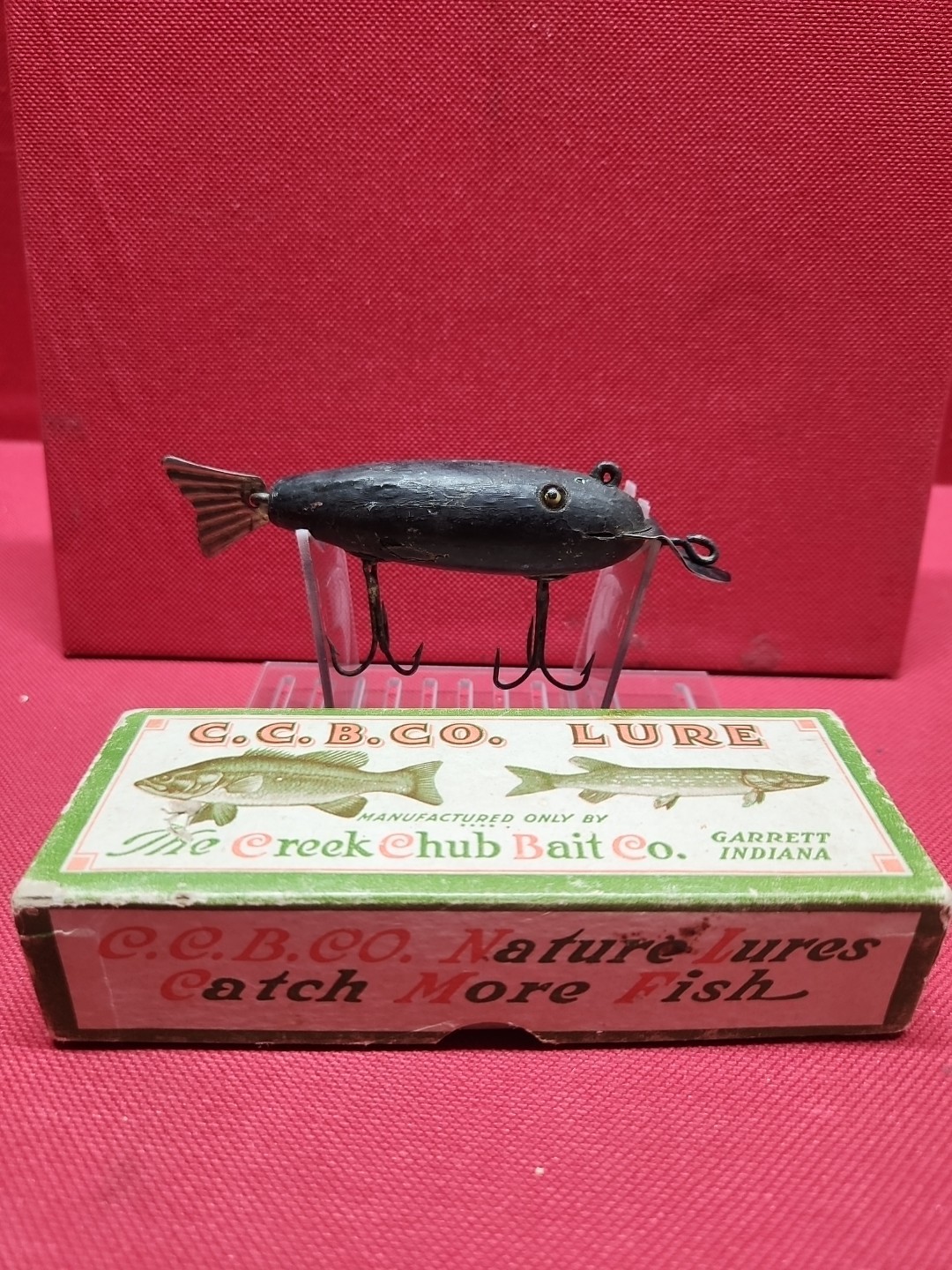 Vintage Early Creek Chub Wag Tail Wood Fishing Lure With Glass Eyes \ Vintage Early Creek Chub Wag Tail Wood Fishing Lure With Glass Eyes \