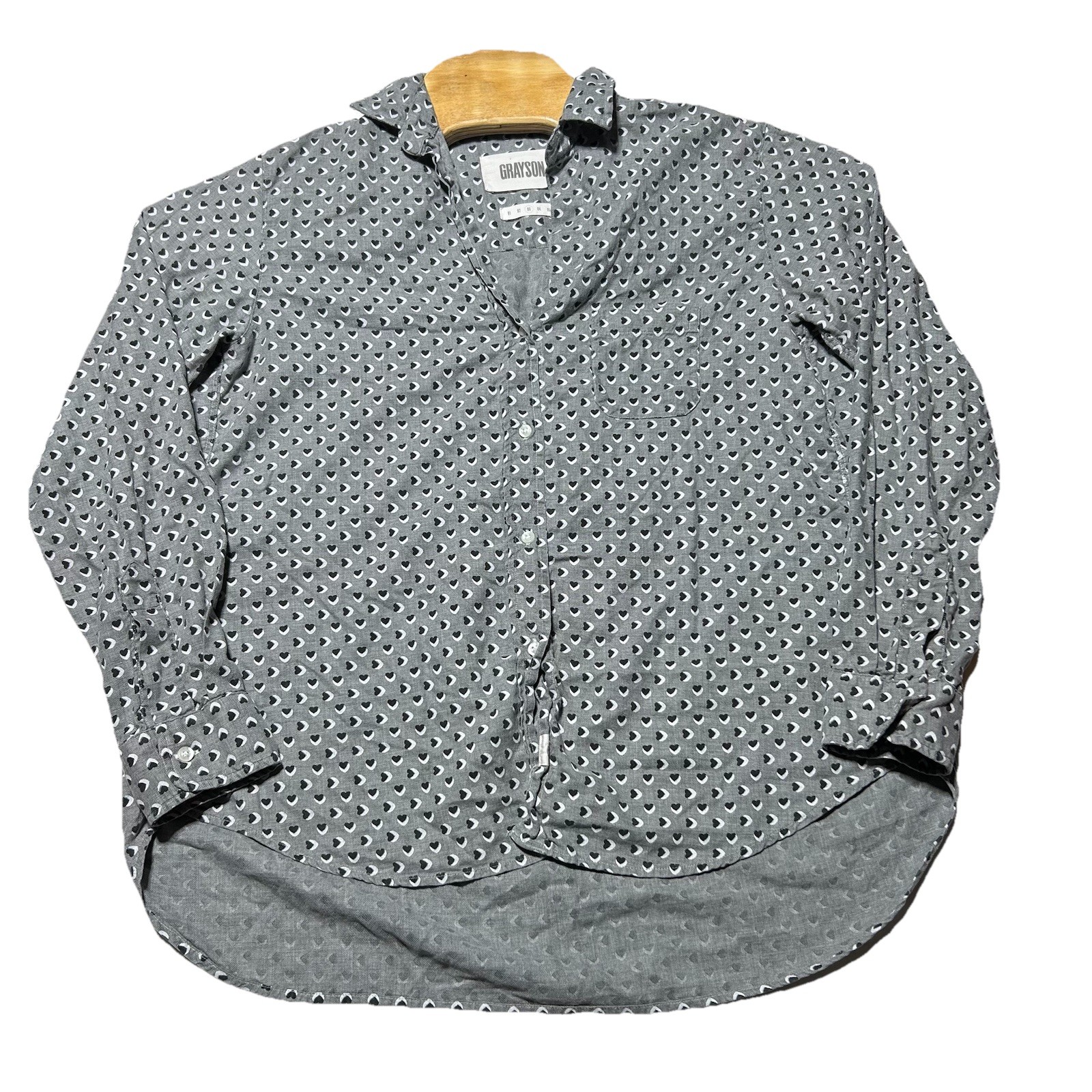Grayson The Hero Button Up Shirt Womens 3 US Medium Gray Pattern Lyocell Grayson The Hero Button Up Shirt Womens 3 US Medium Gray Pattern Lyocell