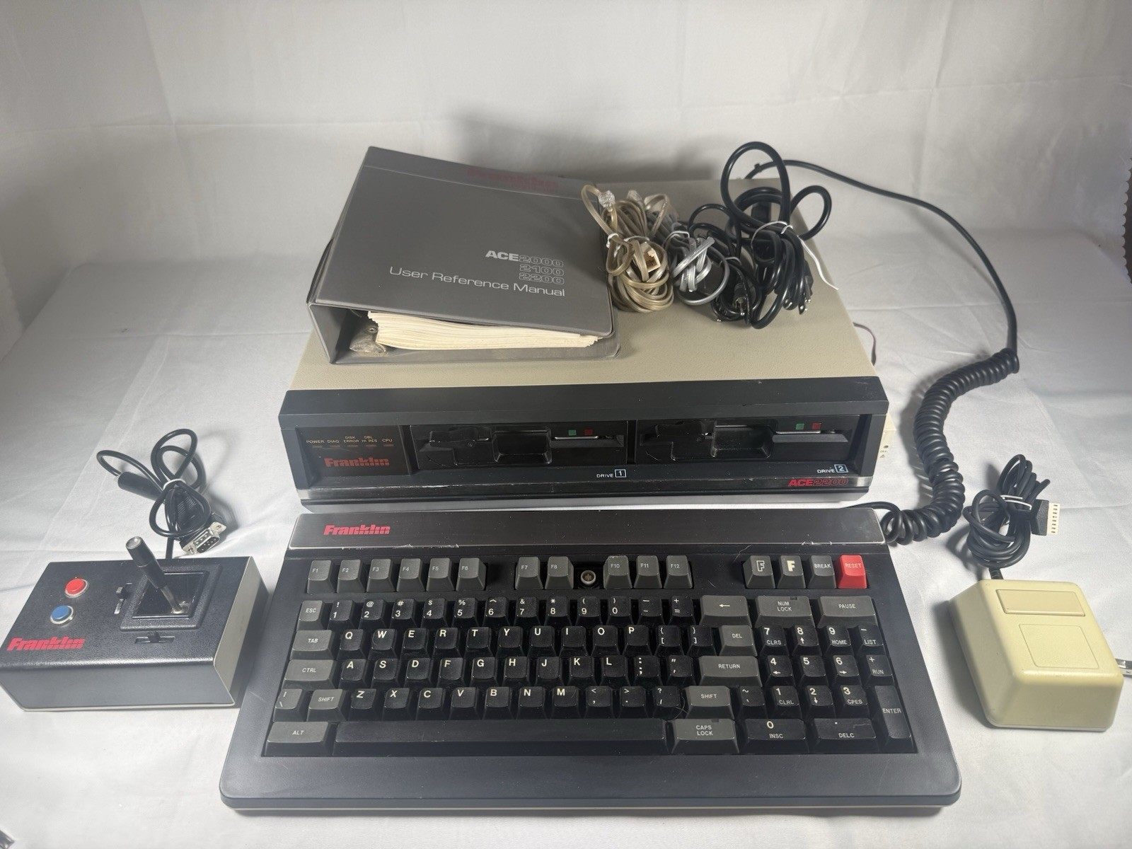 Vintage RARE Franklin Ace 2200 With keyboard, Joystick, Mouse & User manual READ