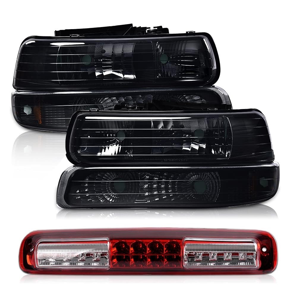 Headlight LED 3rd Brake Light Silverado 1500 2500 1999-2002 Smoky Red Lens