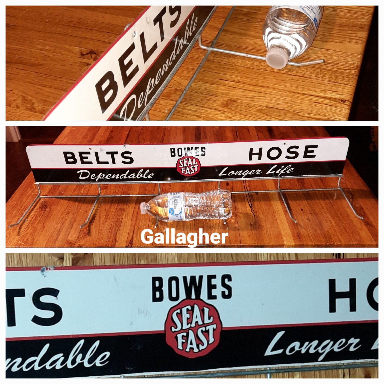 Vintage 50s'60s Bowes Seal Fast Advertising Metal Sign display belts hoses Rack