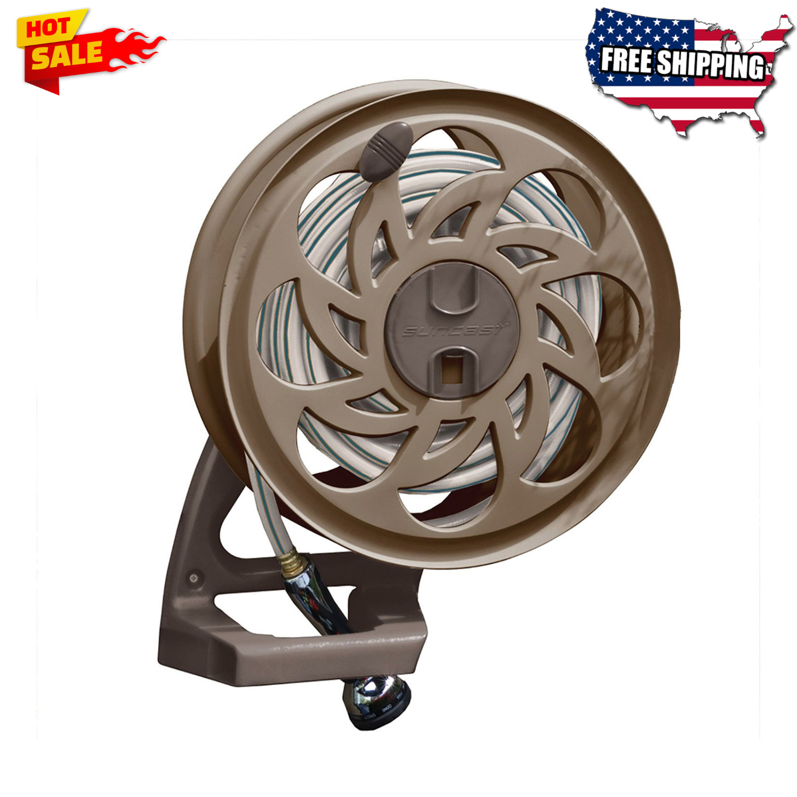 Suncast CPLSTA125B 125' Wall-Mounted Side Tracker Garden Hose Reel for 5/8\