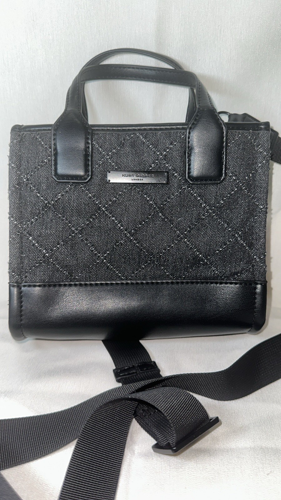 Kurt Geiger NWT London Small Surrey Denim Tote Bag Black Charcoal Kurt Geiger NWT London Small Surrey Denim Tote Bag Black Charcoal