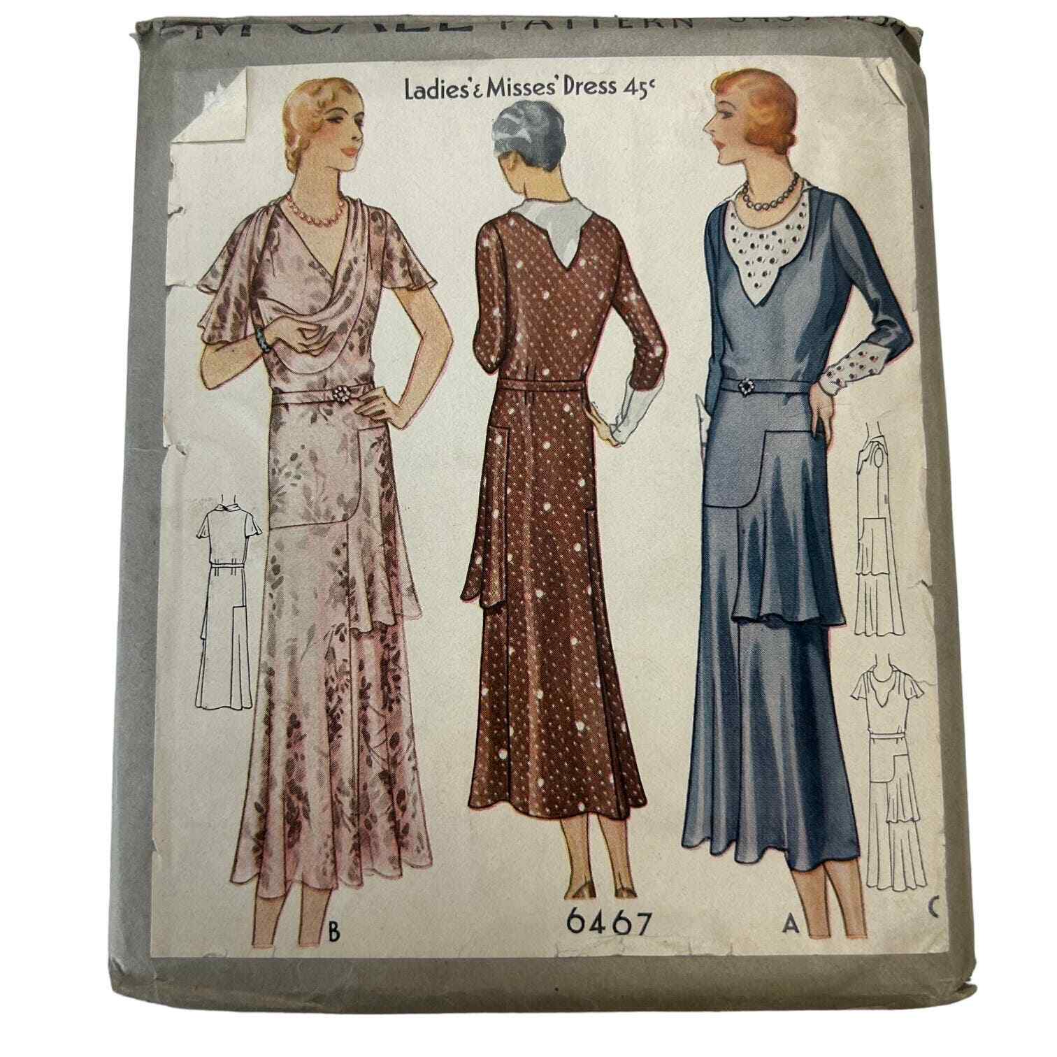 McCall Antique Early 1900\'s Pattern #6467 Ladies/Misses Dress Size 36 HTF RARE