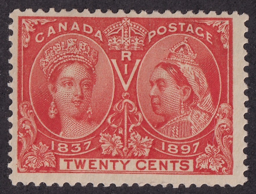 MATT\'S STAMPS CANADA SCOTT #59 VICTORIA JUBILEE 20-CENT 1897 ISSUE, MH CV$300