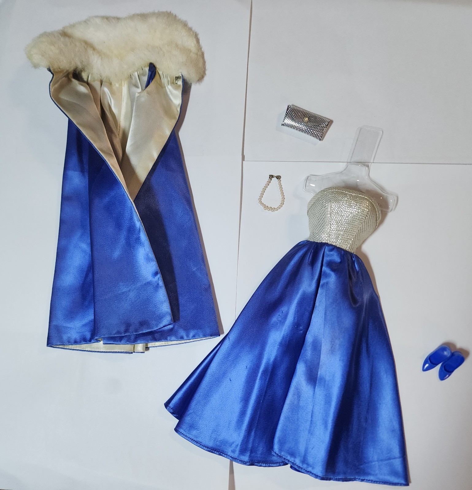 Vintage Barbie 1965 Midnight Blue Satin Gown & Cape Ensemble #1617 Vintage Barbie 1965 Midnight Blue Satin Gown & Cape Ensemble #1617