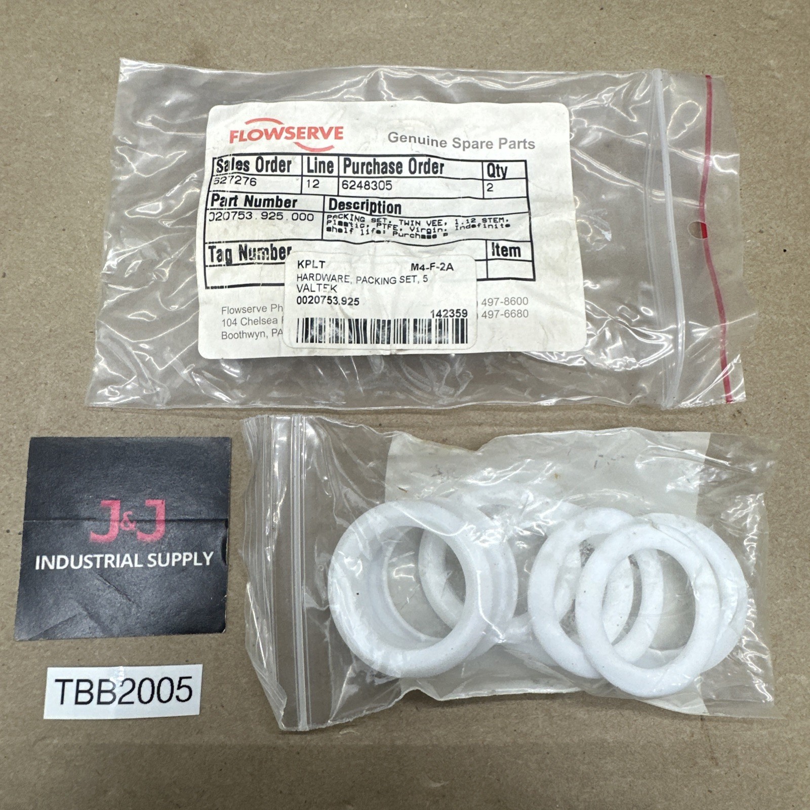 GENUINE FLOWSERVE 020753.925.000 Packing Set Twin VEE 1.12 Stem PTFE || NNB 🇺🇸