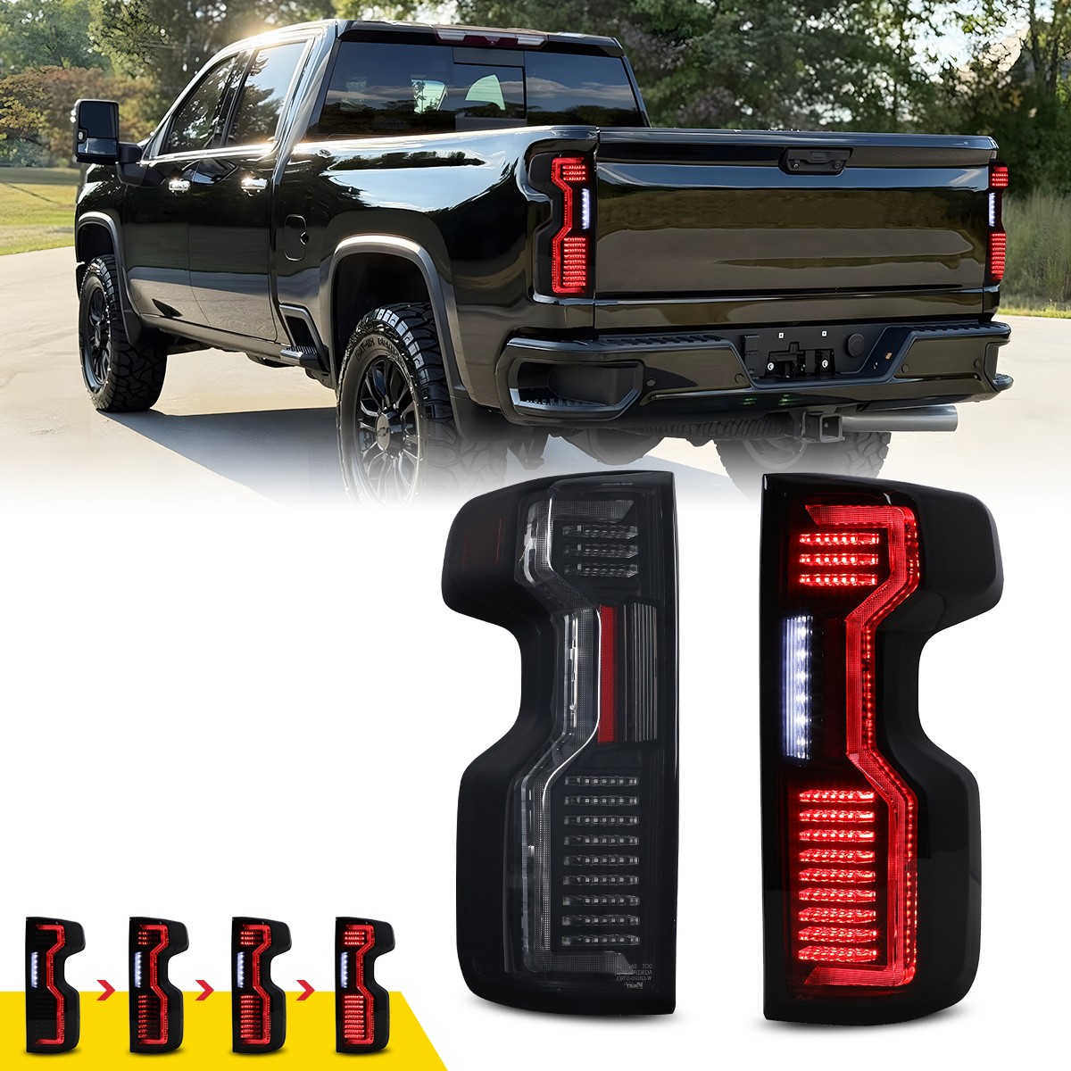 LED Sequential Tail Lights For 19-2025 Chevy Silverado 1500/20-25 2500HD/3500HD