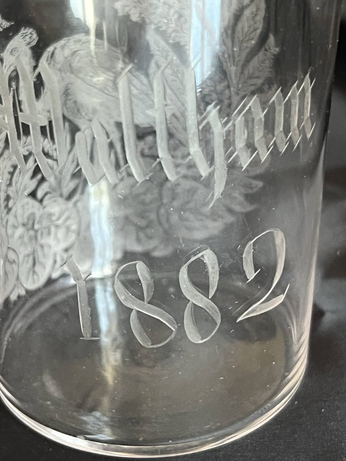 Rare Waltham, MA Etched Souvenir Glass Dated 1882 - 143 Years Old EUC Rare Waltham, MA Etched Souvenir Glass Dated 1882 - 143 Years Old EUC