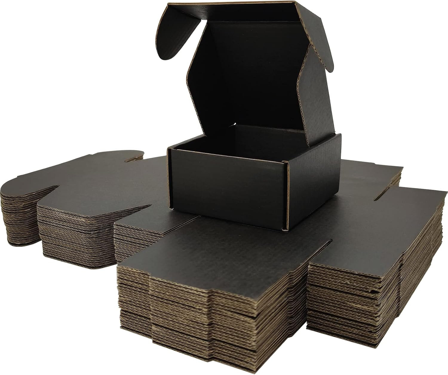 4X4X2 Shipping Boxes Set of 25, Black Mailer Corrugated Cardboard Box 4X4X2 Shipping Boxes Set of 25, Black Mailer Corrugated Cardboard Box