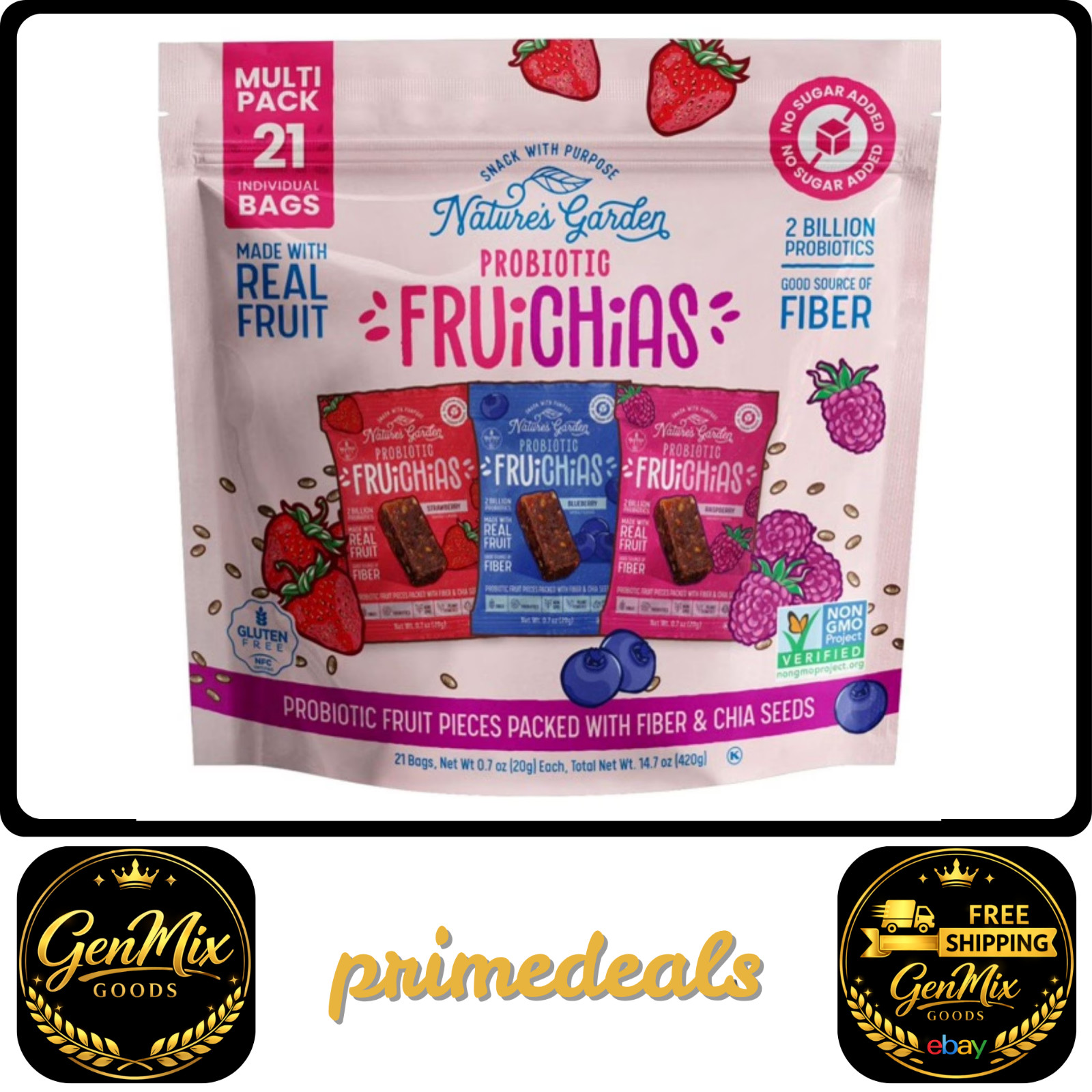 Nature\'s Garden Probiotic FruiChia Variety Pack Snacks, 0.7 oz., 21 pk.