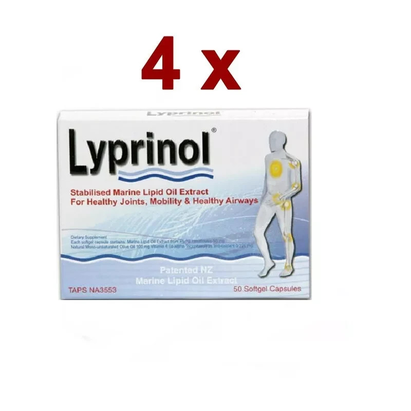 4 x Lyprinol New Zealand Green Lipped Mussel Extract 50 Capsules Joint Support