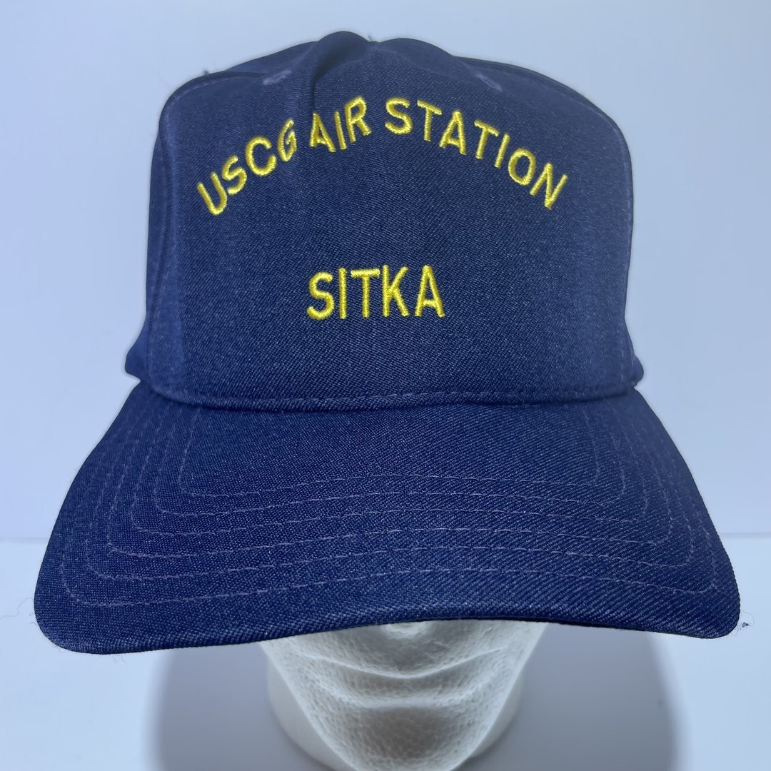 Coast Guard Air Station Vintage Sitka Alaska Navy Blue Baseball Cap Made in USA
