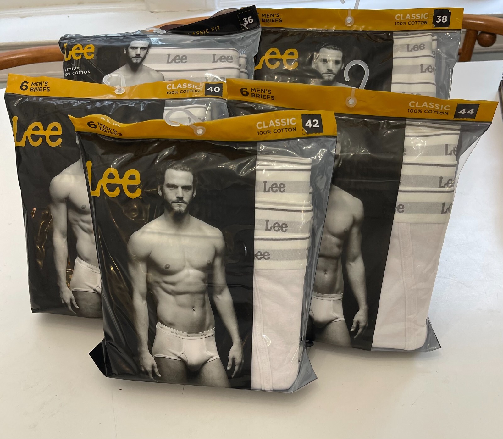 6-Pack Lee 100% Cotton Mens Classic Brief SIZES 36 6-Pack Lee 100% Cotton Mens Classic Brief SIZES 36