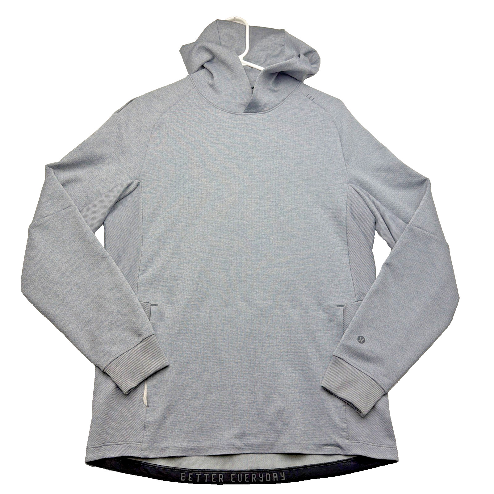 Lululemon Textured Tech Hoodie Sweatshirt Performance Stretch Large Grey Mens