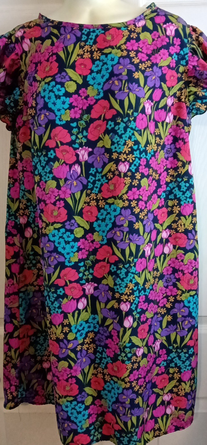 Shein Multicolored Floral Short Sleeve Shift Dress Sz M Shein Multicolored Floral Short Sleeve Shift Dress Sz M