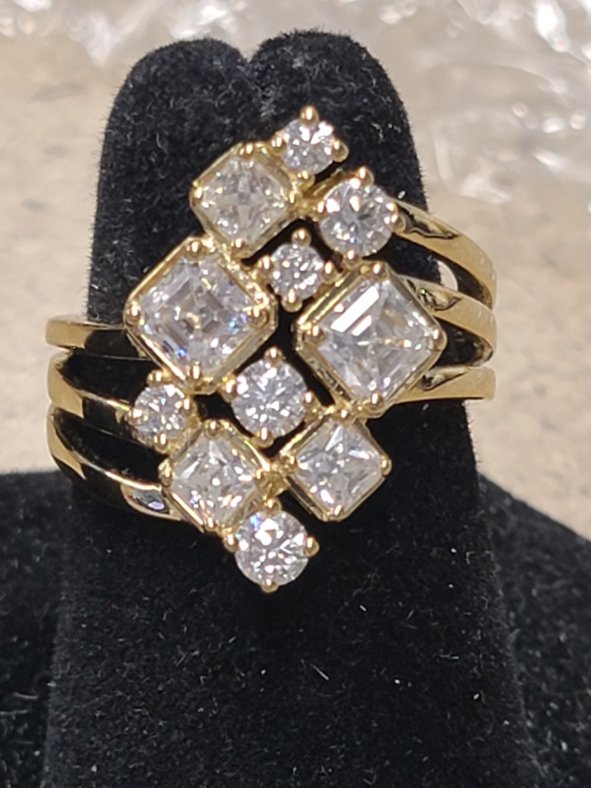 Size 6 Moissanite 14k Yellow Gold Over Silver Ring 1.70ctw DEW.