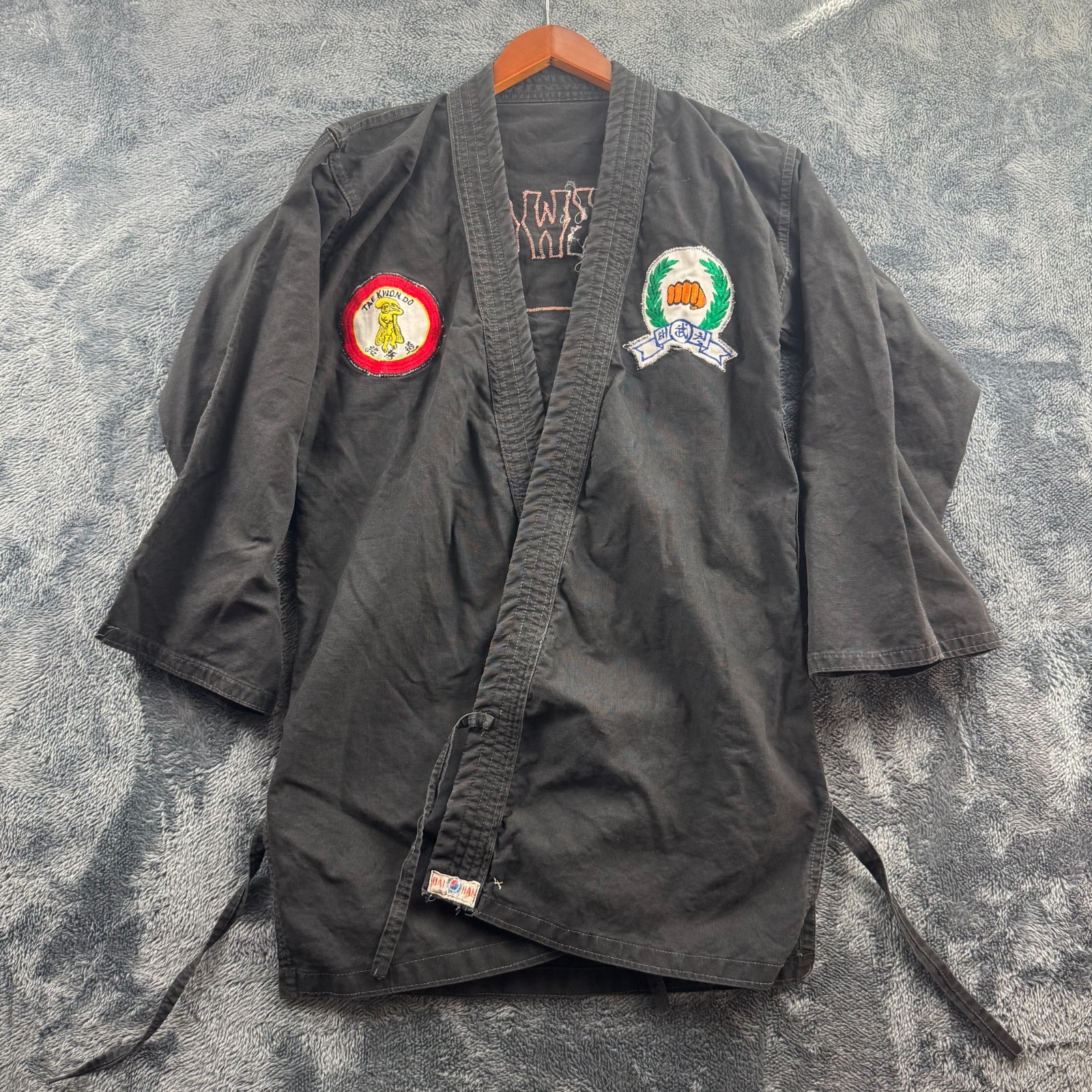 VTG Black Taekwondo Gi Jacket Heavy Canvas Size 0 - 18.5\