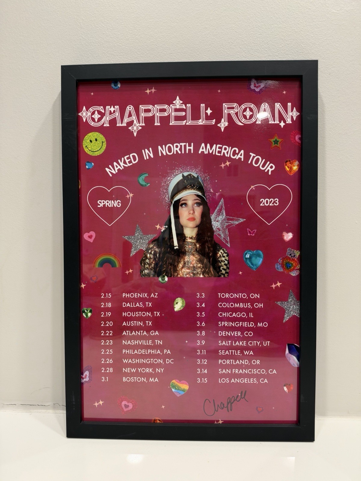 Chappell Roan Signed Original Tour Poster Spring 2023 24x18 Framed Chappell Roan Signed Original Tour Poster Spring 2023 24x18 Framed