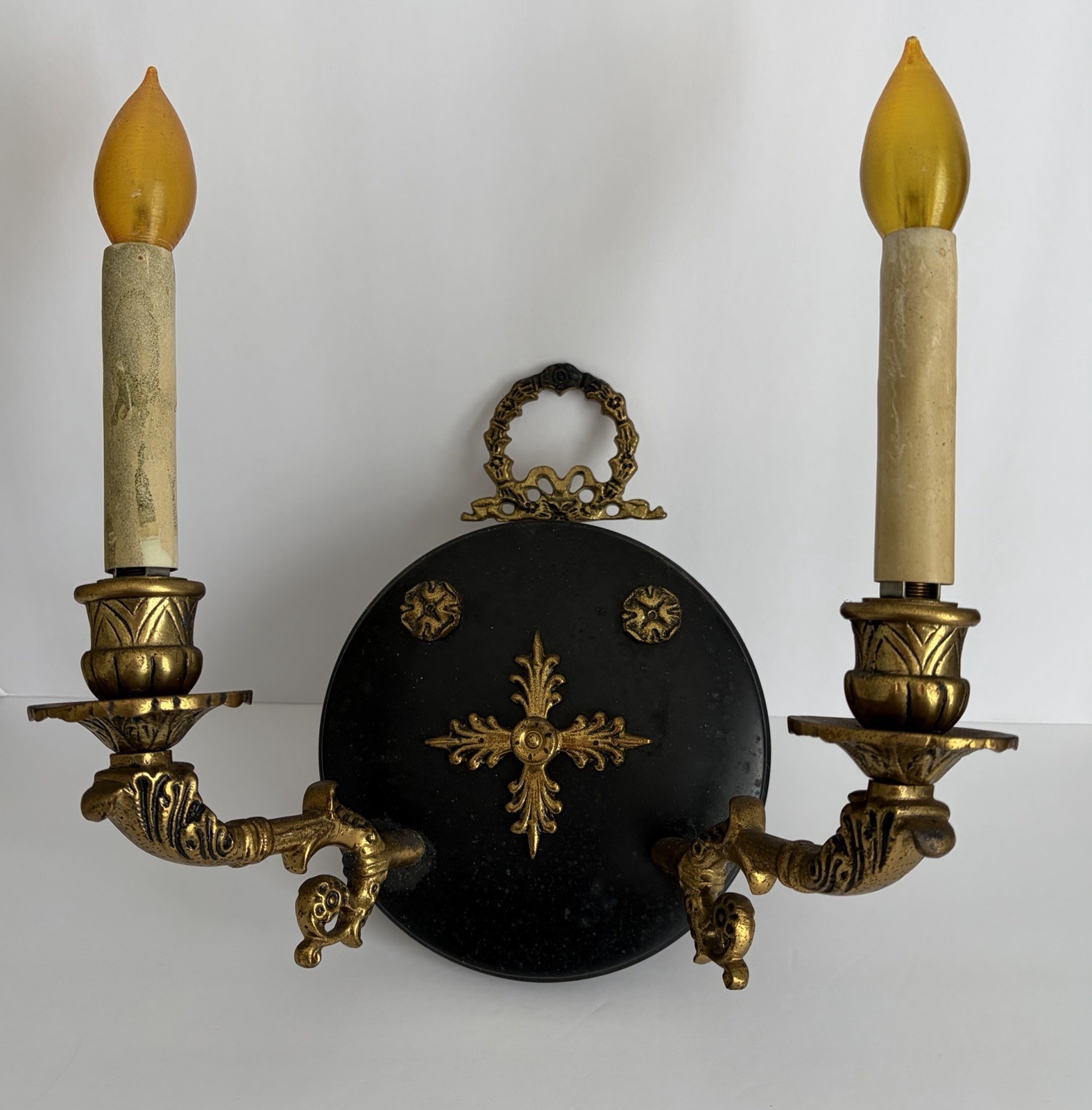 Antique French Empire Wall Sconce Made in Sweden Gustavian Gilt Bronze Patinated