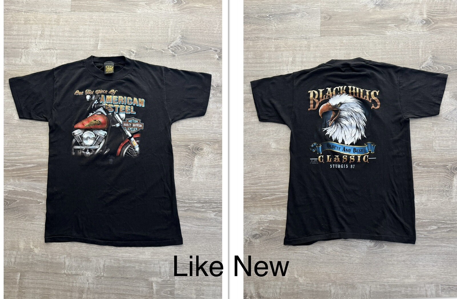 Vtg Harley Davidson 3D Emblem 2 Side 3D T-Shirt Sz L Made in USA