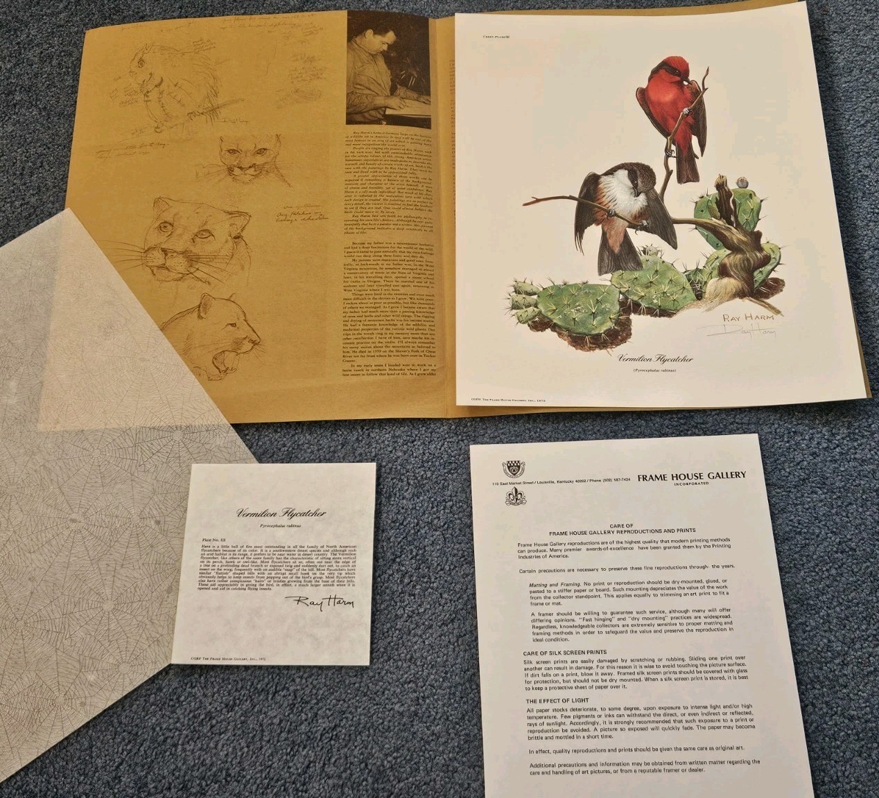 Original 1973 Ray Harm \'Artist Signed\' Ltd. Ed. Litho Vermilion Flycatcher Bird