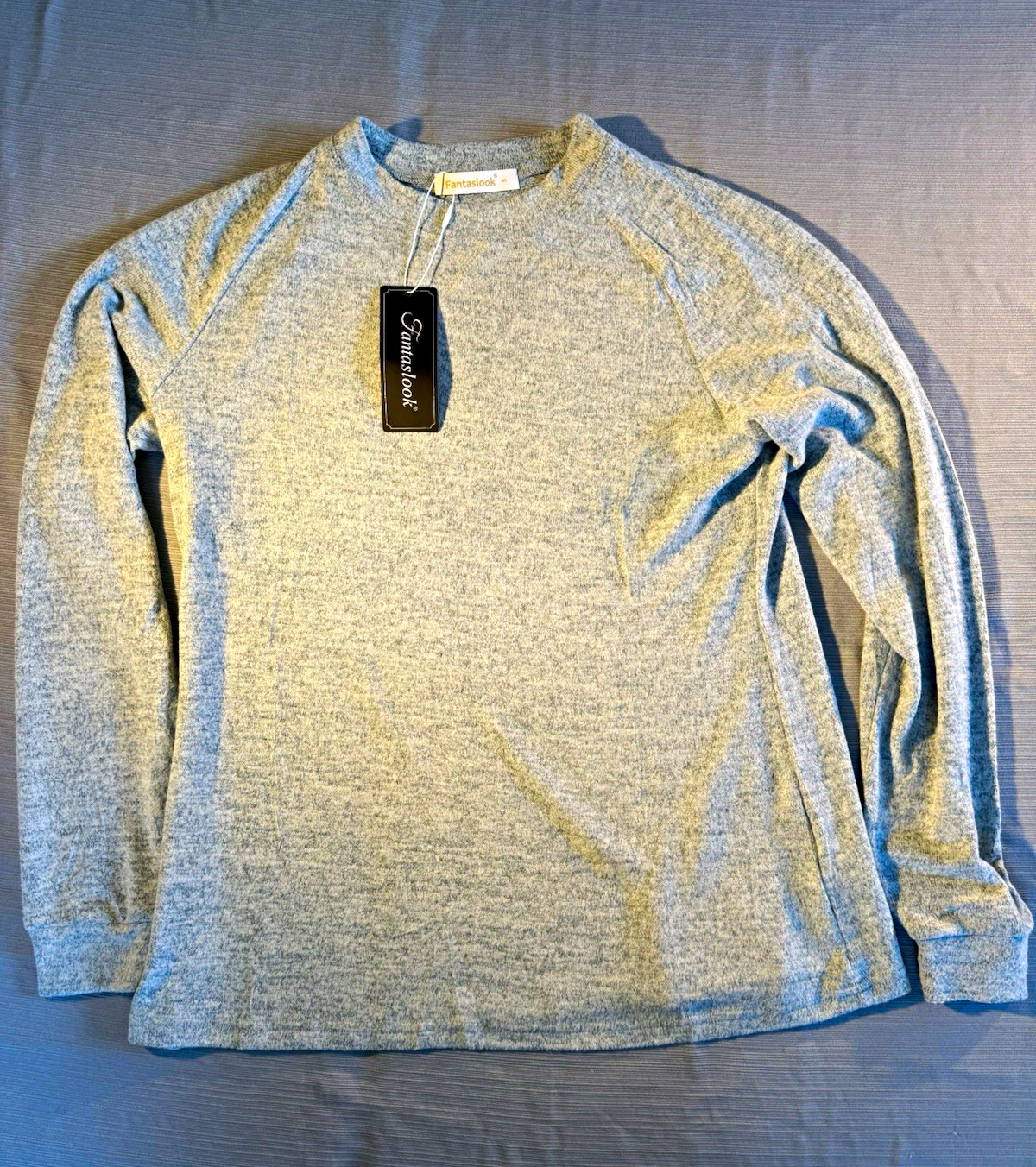 Fantaslook Gray Knit Crew Neck Long Sleeve Pullover Sweater Women’s S