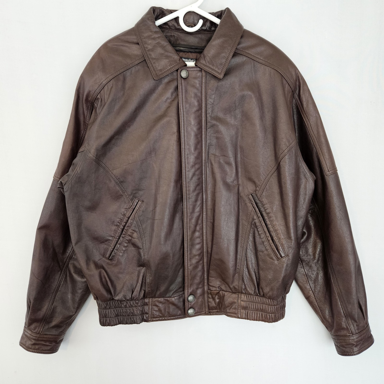 VTG Wilsons Genuine Leather Jacket Mens Large Tall LT Brown Thinsulate Removable