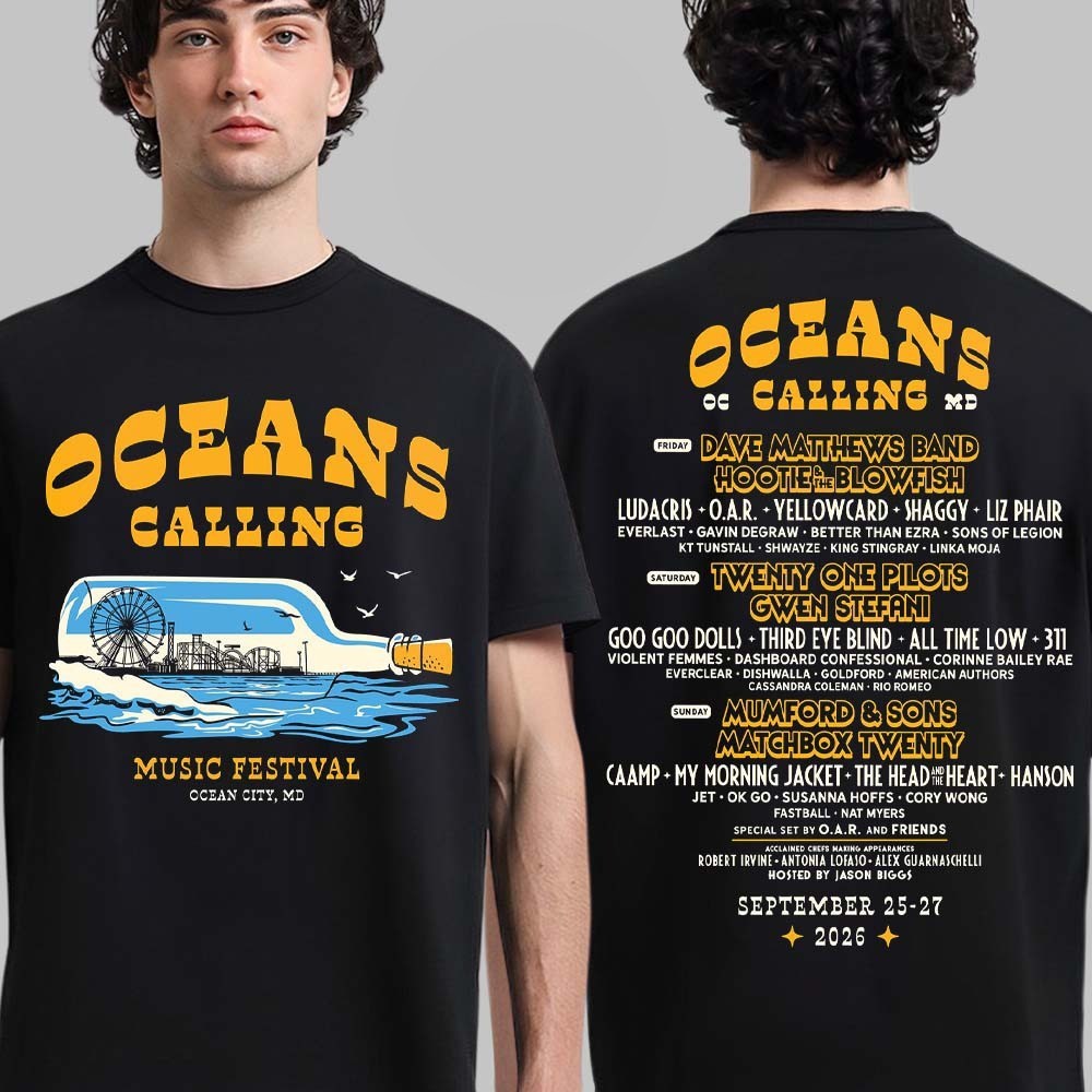 Oceans Calling Festival 2026 T Shirt Ocean City MD Lineup Tour Graphic Tee Black