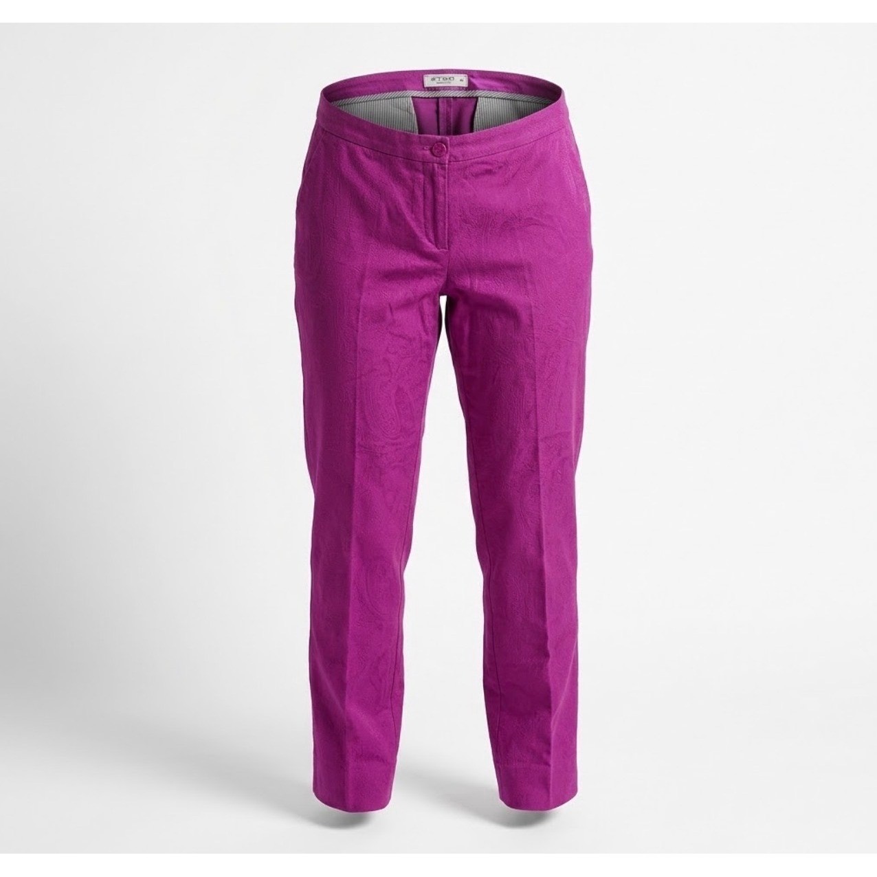 Etro Milano Fuchsia Purple Stretch Cotton Trousers IT 46 US 10 Italian Resort Etro Milano Fuchsia Purple Stretch Cotton Trousers IT 46 US 10 Italian Resort