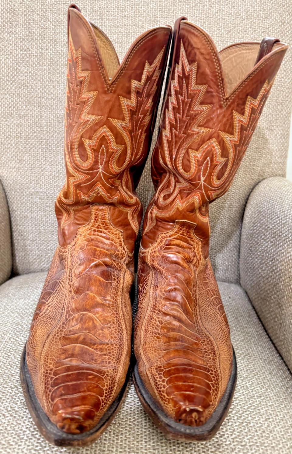 Lucchese Classics L1007 Ostrich Leg  Cowboy Boots Men 13 2E Snip Toe
