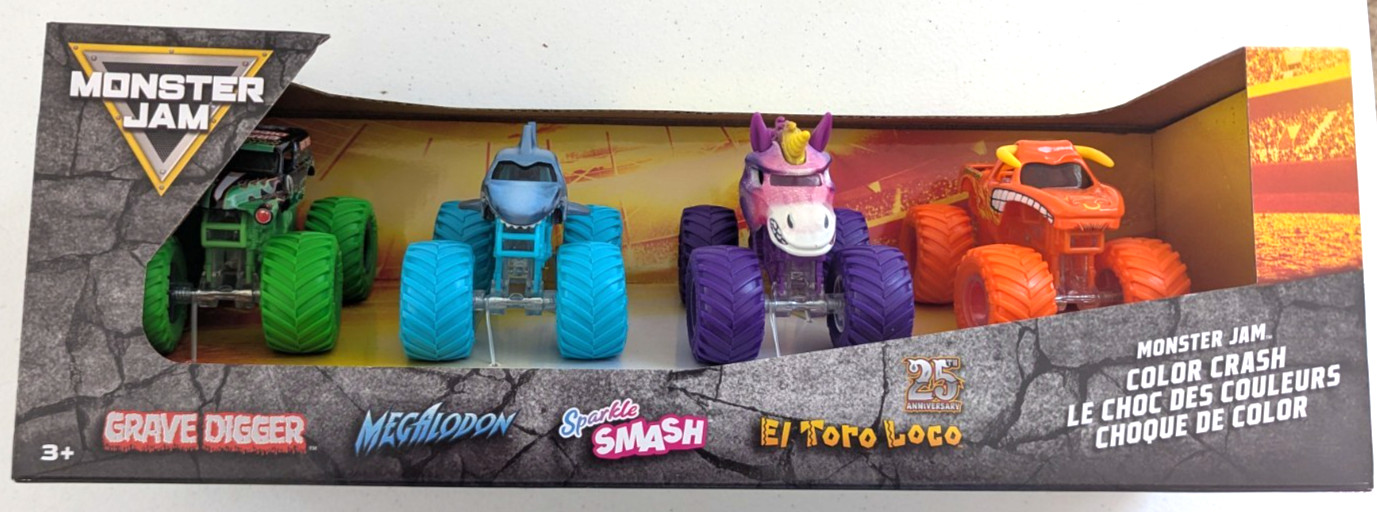 Spin Master Monster Jam 4-Truck Boxed Set BJs WH Exclusive Color Crash NEW Spin Master Monster Jam 4-Truck Boxed Set BJs WH Exclusive Color Crash NEW