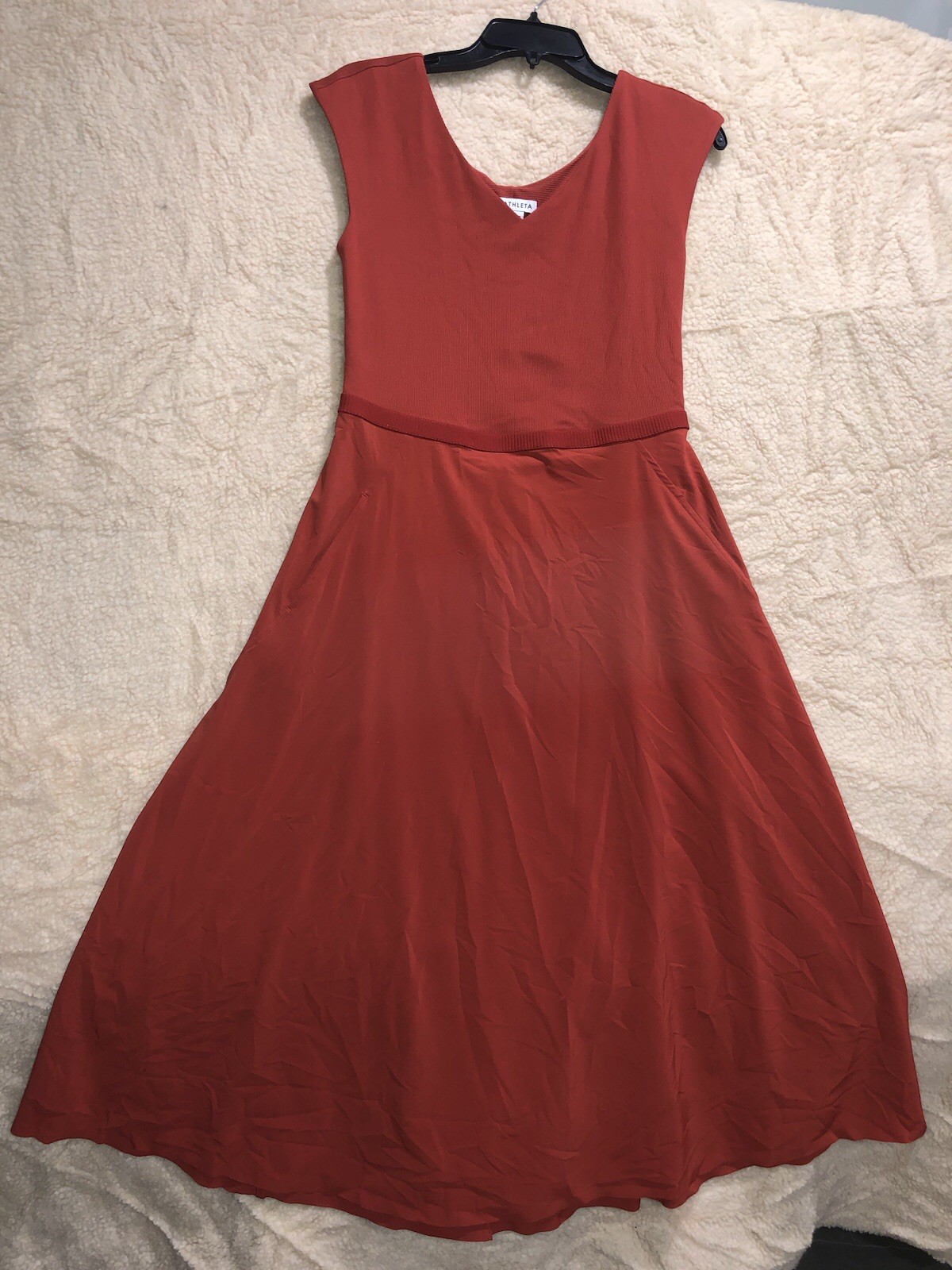 Athleta Women Burnt Orange Midi A-Line Dress Sleeveless Pullover Sz M. F11 Athleta Women Burnt Orange Midi A-Line Dress Sleeveless Pullover Sz M. F11